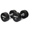 REP Fitness Urethane Coated Round Dumbbells, 5 to 100 lbs, Singles or Pairs, With or Without Rack, Steel Core, Rubber Encased, Chrome Handles, Professional Weights for Home Gym Strength Training - style: 30 lb Pair