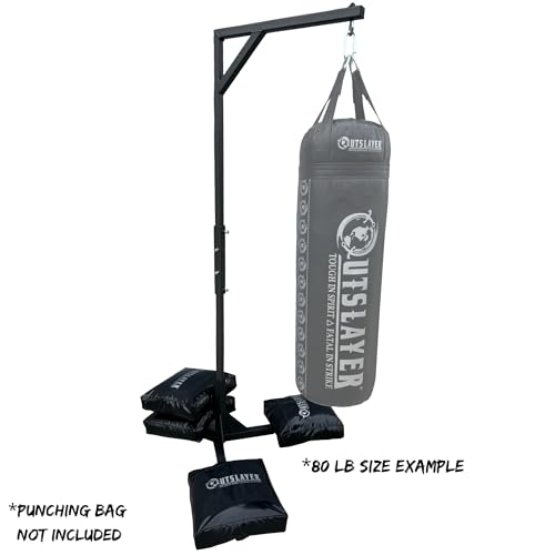 Outslayer Heavy Duty Punching Bag Stand - 7.8ft / 6.8ft Heavy Bags up to 350lbs - Made in USA - Filled or Unfilled Sandbags - Easy Assembly - size: 6'8 Ft Heavy Duty Stand, style: With FILLED Sand Bags