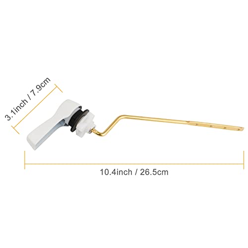 Hibbent Universal Metal Side Mount Toilet Handle Replacement Kit, Brass Toilet Flush Tank Lever with Stainless Steel Flapper Chains for Most Toilets, White Finish - color: White, style: Side Mount
