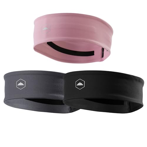 Tough Headwear Mens Headband | Sweat Headbands for Men Women Working Out Running Sports – Athletic Sweat Band Exercise - color: (3 pack) Black, Gray, Pink DryZone