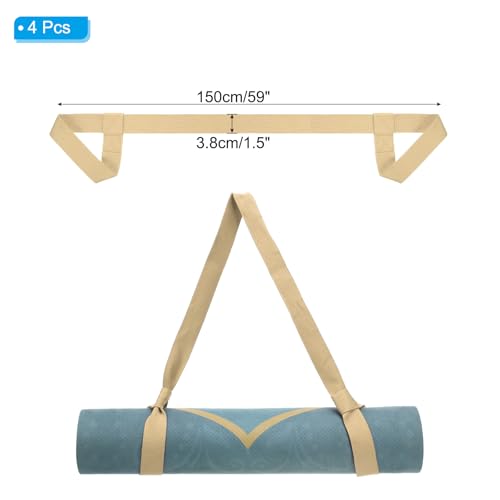 PATIKIL Yoga Mat Strap, Adjustable Yoga Mat Carrier Straps Sling Cotton Anti Slip Mat Holder Stretching Band - color: Khaki