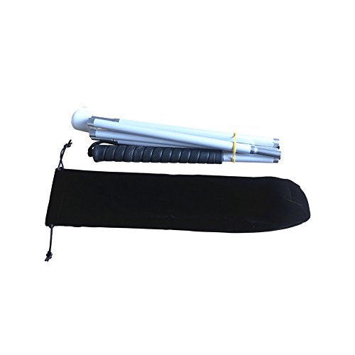 Aluminum Mobility Folding White Cane for Vision Impaired and Blind People (Folds Down 6 Sections) (140cm (55 inch), Black Handle) - color: Black Handle, size: 55 Inch (Pack of 1)
