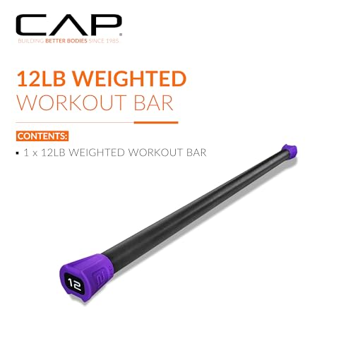 CAP Barbell Weighted Workout Bar | 5-20 lb | Multiple Options - style: 12 LB, Purple
