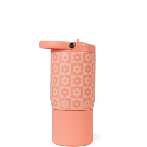 HydroJug Sport 14 oz Insulated Kids Water Bottle with Straw, Daisy Checkers - color: Daisy Checkers, size: 14oz