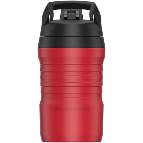 Under Armour 32 oz Insulated Water Bottles - Sports Water Jug with Fence Hook, Leak Resistant for Baseball, Football & More, 32 oz Insulated, Red/Black - color: Red/Black, size: 32 Ounces