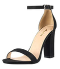 Ankis White Heels Wedding Shoes for Bride Women Chunky Heels Pearl High Heels Heeled Sandals 4 Inch - color: Black Suede, size: 10
