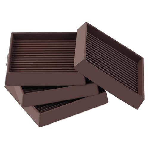Jayen Non Slip Furniture Caster Cups Coasters Pads for Hardwood Floors, 3x3 | prevent furniture from Sliding, rubber, heavy duty, floor protection, keep furniture in place - size: 4 Pcs Brown