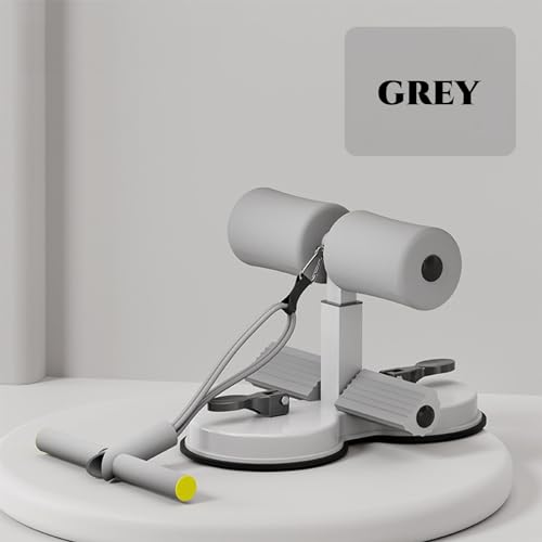 abs master sit up bar,sit ups foot holder with Elastic 2 Suction Cups and Pull Rope Portable Sit Up Assistant Device for Home Workout - color: grey+