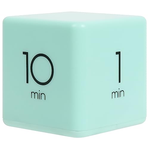 mooas Cube Timer (Mint), Flip Timer Productivity Timer, Time Management, Block Timer Kids Cube Timer Kitchen Timer Desk Timer for Studying Workout Classroom 1, 3, 5, 10 min Timer Setting - color: Mint