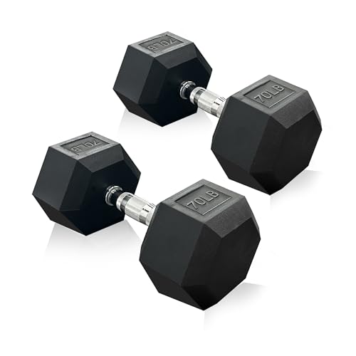 Rubber Hex Dumbbell, Multiple Weight Options 15-550 lbs | Premium Coated Free Weights Dumbbells for Home Gym Strength Training, Rack Not Included - color: 100LB pair