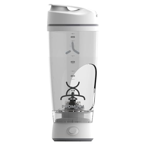 Promixx Original Shaker Bottle - Battery-powered for Smooth Protein Shakes - BPA Free, 20oz Cup (White) - color: White