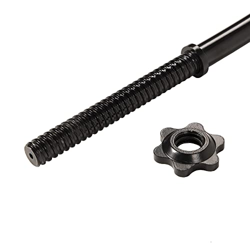 Fitvids 6FT Standard Barbell with Star Locks for Strength Training & Weightlifting, Black or Chrome - color: Jet-Black