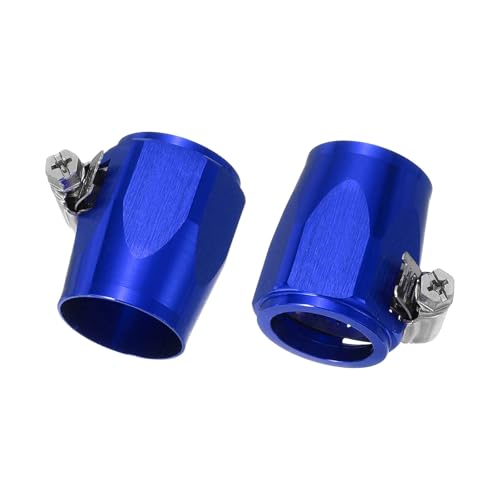 HARFINGTON 2pcs 16AN Hose Finisher Clamp Aluminium Hex Car Hose Finisher Flexible Pipe Clamps with Screw Band for Fuel Gas Oil Air Water Tube, Blue - color: Blue, size: 16AN