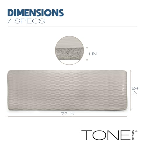 Tone Fitness 1-Inch Thick Yoga Mat | High-Density, Non-slip Exercise Mat with Carrying Strap for Yoga, Pilates, & Home Gym Workouts | Multiple Options - color: Gray, style: Mesh