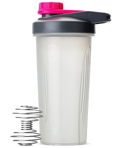 Mr. Pen Shaker Bottles for Protein Mixes - 28 oz | Gray & Pink Protein Shaker with Wire Whisk Ball - color: Gray/Pink