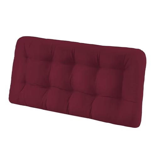Tufted Bench Cushions for Outdoor Furniture, 48" x 18" Porch Swing Cushions Filled with Foam, Overstuffed Patio Cushions for Bench Loveseat with 2-3 Seats,Thick and Water Resistant, Burgundy - color: Burgundy, size: 48" x 18" x 5"