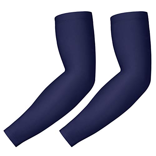 HDE Arm Compression Sleeves for Kids Basketball Shooting Sleeve Youth Sports Cooling Sun Protection Football Baseball 1 Pair - color: Navy Blue, size: Youth Small