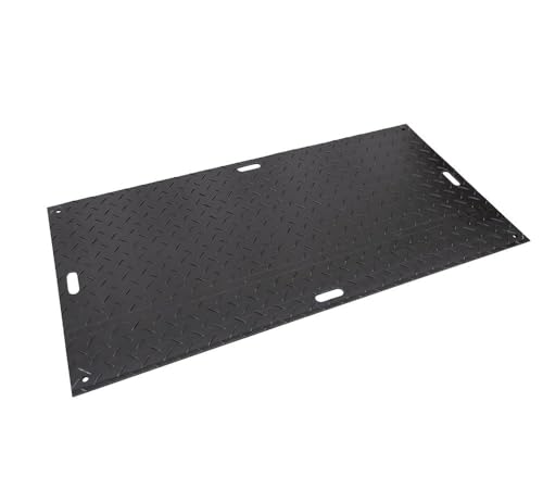 Mytee Products 12Pcs 4' x 8' Ground Protection Mats w/ 22 Pcs Single Connectors - Double Sided Diamond Plated Tread Design High Density Polyethylene Mat, Easily Supports 120 Ton Loads on Lawns, Dirt - color: Black, size: 12 - Pack