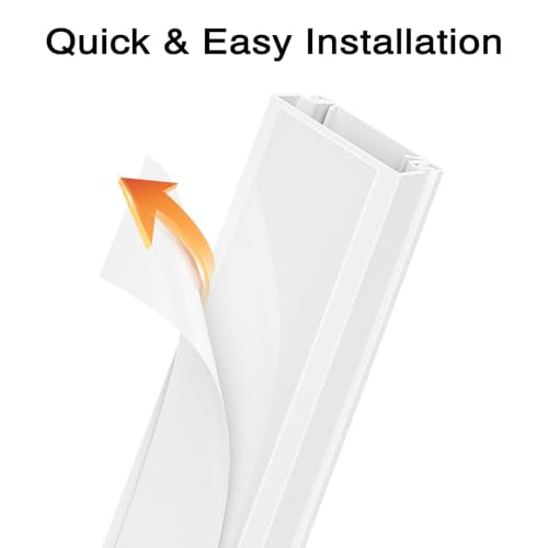 Delamu Cord Hider, 56.7in Cord Covers for 2-3 Wires on Wall, Paintable Cable Hider Wire Covers for Cords, Self-Adhesive Cable Cover Management, Easy Set-up Wires Hiders for TV, W0.95 x H0.55in, White - color: White, size: 56.7in L x 0.95in W x 0.55in H
