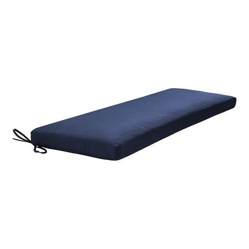 QILLOWAY Indoor/Outdoor Bench Cushion, Thick Upholstery Foam Couch Swing Pads with Ties,48-Inches,Navy Blue. - color: Navy Blue