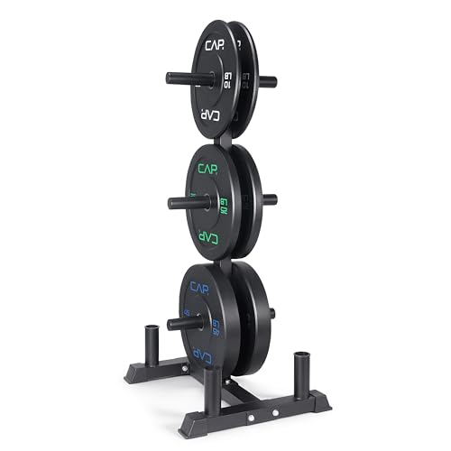 CAP 2-inch Olympic Bumper Plate Weight Set | 100-370 lbs | Multiple Colors | Storage Rack Optional - size: 160 lb - Set with Rack, style: ECONOMY