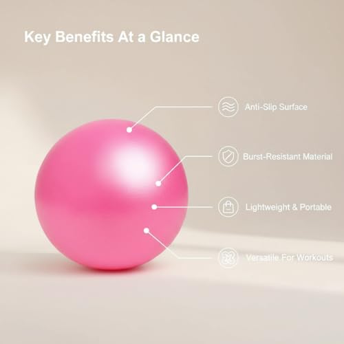 Exercise Ball, 9 Inch PVC Pilates Ball, for Physical Therapy, Yoga and Core Training - color: 2Pink