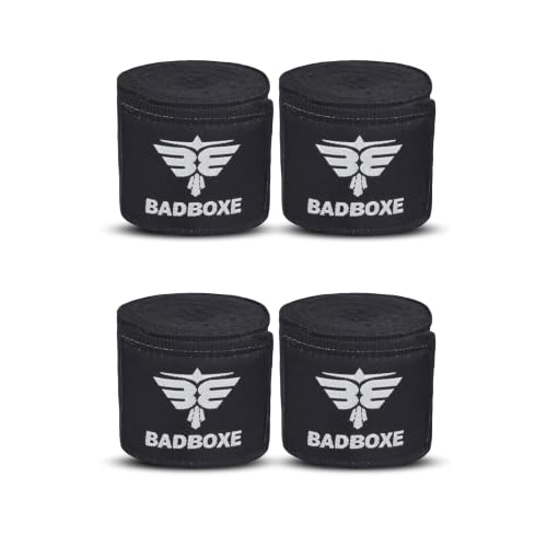 TWISTER FIGHT WEAR Boxing Hand Wraps 180" (4.5 Meter) – Premium Cotton-Polyester Blend with Thumb Loop and Hook & Loop Closure for Boxing, MMA, Muay Thai & Kickboxing - color: Black (2 Pair)