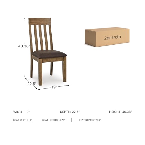 Signature Design by Ashley Vallister Dining Chairs Set of 2, Light Brown | Solid wood frame, Combination of leather and faux leather, Rustic dining room chairs, Slat back design, 250 lb capacity - color: Light Brown, style: Dining Chair