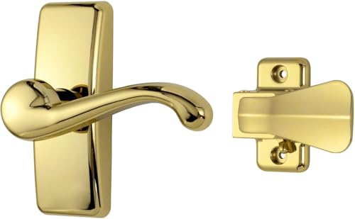 Ideal Security GL Lever Handle Set for Storm Doors and Screen Doors, Storm Door Handle Replacement, Screen Door Handle, Bright Brass - color: Bright Brass