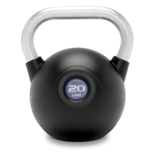 Marcy Commercial Grade PU Coated Kettlebell – 10 to 40 LB Single Weights with Textured Steel Handle, Flat Base – Strength Training for Full Body & Home Gym Workouts - color: 20 LB - Blue