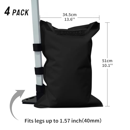 CROWN SHADES Sand Bags for Canopy Legs (150 LBS) Sandbags for Weight, Canopy Weights, Pop Up Tent Weights Bags, Black (Unfilled) - color: Black, size: 150lbs