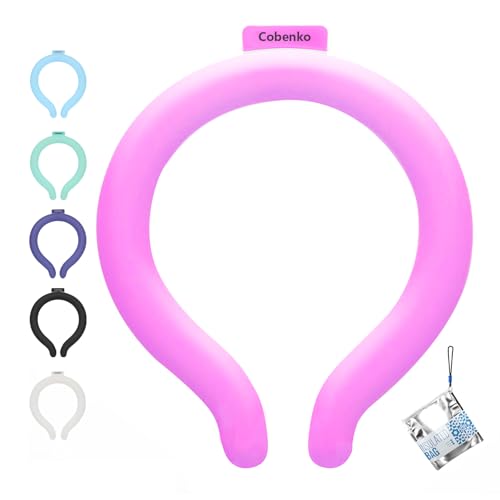 Neck Cooling Tube with Cold Insulated Bag,Reusable 18℃/64℉ Ice Neck Ring Wearable Body Cooling Products for Summer (Rose) - color: Rose