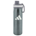 adidas Stainless Steel Metal Water Bottle 20 oz (600 mL) Screw Cap - color: Graphite/Grey/White
