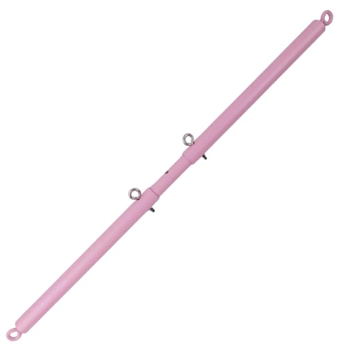 Heavy Duty Stainless Steel Expandable Spreader Bar with 4pcs PU Black--Pink Skull Pattern Detachable Adjustable Straps,Workout Bar for Home Indoor Gym Training Kit - style: Pink+Pink Kit
