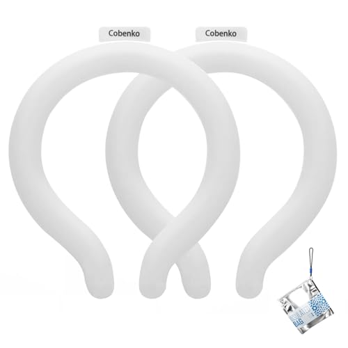 Neck Cooling Tube with Cold Insulated Bag,Neck Cooler Wraps,Reusable 18℃/64℉ Ice Neck Ring Wearable Body Cooling Products for Summer (White*2) - color: White*2