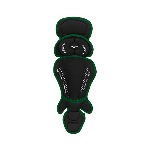 Mizuno Adult Samurai Baseball Shin Guards - color: Black/Forest, size: 15.5"