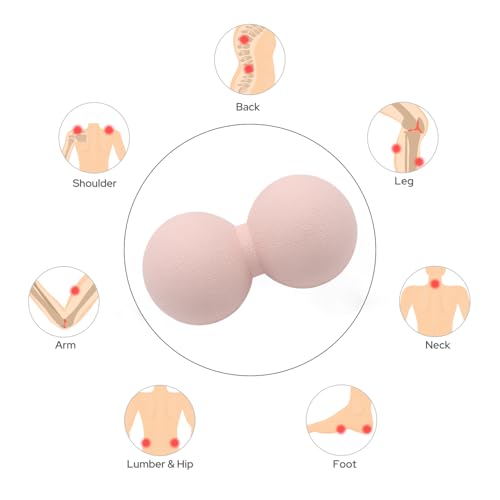 Small Hard Peanut Massage Ball, Double Ball Peanut Roller Mobility Massager Tool for Deep Tissue Massage Physical Therapy Myofascial Release Trigger Point Muscle Relax Pain Relief Acupressure (Pink) - color: Pink