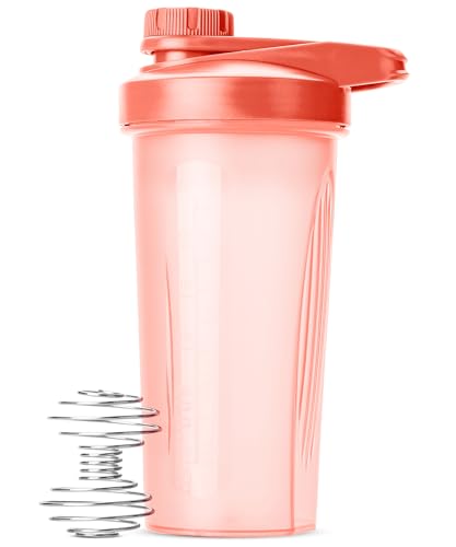 Mr. Pen- Shaker Bottles for Protein Mixes with Twist Cap, 28 oz | Coral Pink Protein Shaker Bottle with Wire Whisk Ball, Shaker Cup, Mixer Bottle - color: Coral Pink
