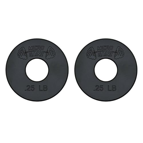 Micro Gainz Standard 1-Inch Center Hole Fractional Weight Plates Set of 2 Plates, Choose Set (.25LB-1.25LB), Designed for Standard 1-inch Barbells & Dumbbells, Made In USA - color: .25lb Black