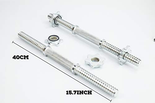Threaded Dumbbell 12.6/14.2/15.7/18.1/19.7inch(30/35/40/46/50cm) Handles/Adjustable Dumbbell Bar Handles - Fit 1 inch Standard Weight Plate - Weightlifting Accessories - Sold in Pair - size: 15.7 inch