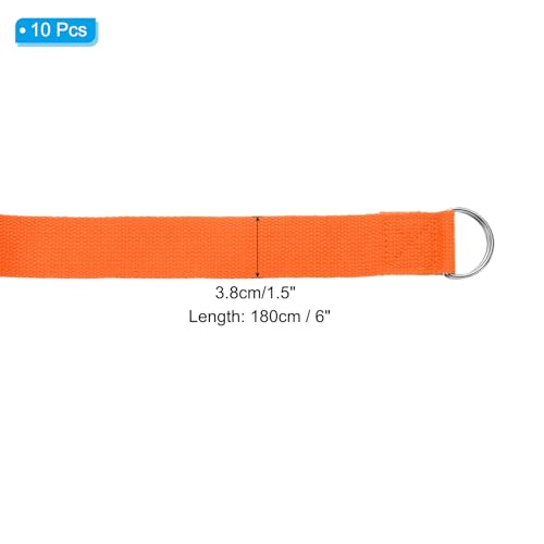 PATIKIL Yoga Strap for Stretching, Cotton Yoga Belt with Adjustable Metal D-Ring Buckle Stretch Band for Fitness Pilates - color: Orange