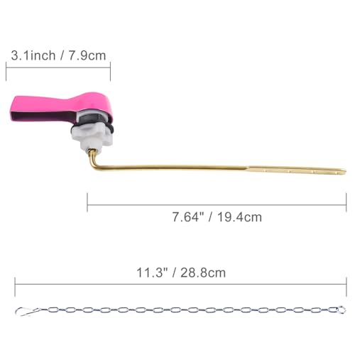 Hibbent Universal Metal Front Mount Toilet Handle Replacement Kit, Pink | Toilet Bowl Flush Handle with Solid Brass Toilet Flush Tank Lever, Stainless Steel Flapper Chains for Most Toilet Tanks - color: Pink, style: Upgraded Front Mount