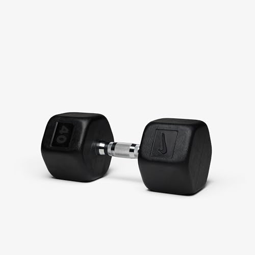 Nike Rubber Hex Dumbbell Pair - color: Black / Black, size: 40 lb