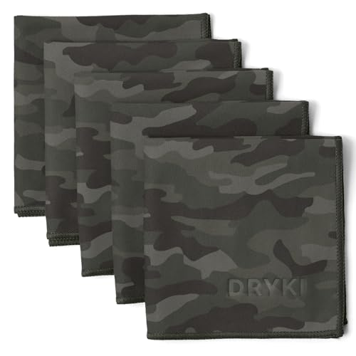 DRYKI Pocket-Sized Sweat Towels - The Original Sweat Absorbing Handkerchiefs - Quick-Dry Microfiber Sweat Rags for Face, Hands, & Body - Men & Women - Gym and Work (Moss Camo: 5 Pack) - color: *Moss Camo