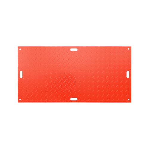 12Pcs 3'x8' Ground Protection Mats w/22 Connectors, Double Sided Diamond Tread, High Density Polyethylene, 90Ton Load Heavy Duty Mat for Lawn Dirt Construction(Orange) - size: 3x8 orange