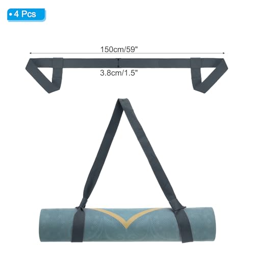 PATIKIL Yoga Mat Strap, Adjustable Yoga Mat Carrier Straps Sling Cotton Anti Slip Mat Holder Stretching Band - color: Dark Grey