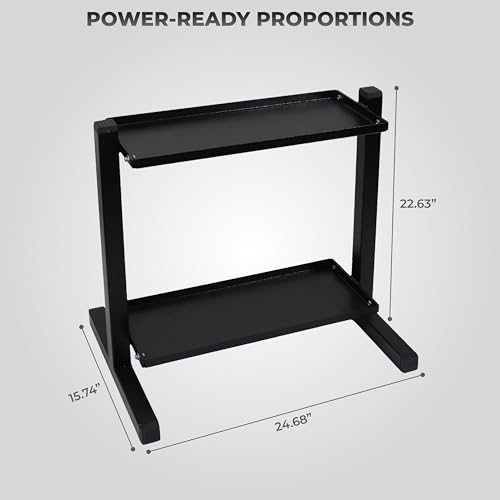 FEBTECH Heavy-Duty 2-Tier Kettlebell Rack, Gym Storage Rack for Kettlebells | Compact kettlebell rack design weight rack for home gym, steel weight storage racks organizer with secure weight holder Black