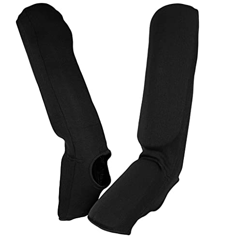 Ultimate - Cloth Shin Instep Guard for Karate TKD MMA Kickboxing Combat Training - color: Black, size: X-Large