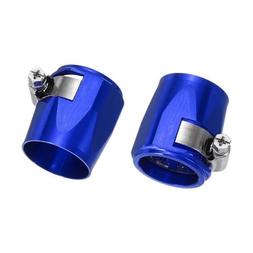 HARFINGTON 2pcs 18AN Hose Finisher Clamp Aluminium Hex Car Hose Finisher Flexible Pipe Clamps with Screw Band for Fuel Gas Oil Air Water Tube, Blue - color: Blue, size: 18AN