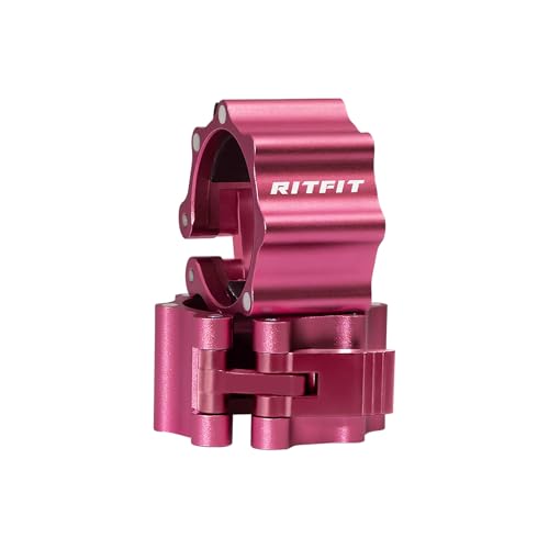 RitFit 2-Inch Magnetic Barbell Collars Locking Clamps - Heavy Duty Aluminum Alloy, Quick Release with Non-Slip TPR Pads for Olympic Weightlifting Powerlifting Training (Pair) - color: Pink